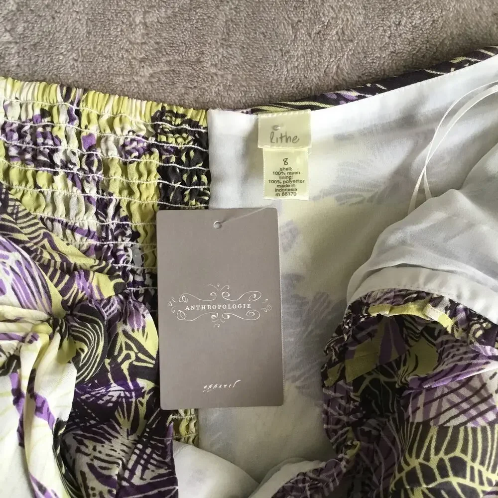 ANTHROPOLOGIE Lithe Tea for Two Floral Ruffle Halter Midi Dress Multicolor SZ 8 - Picture 7 of 11